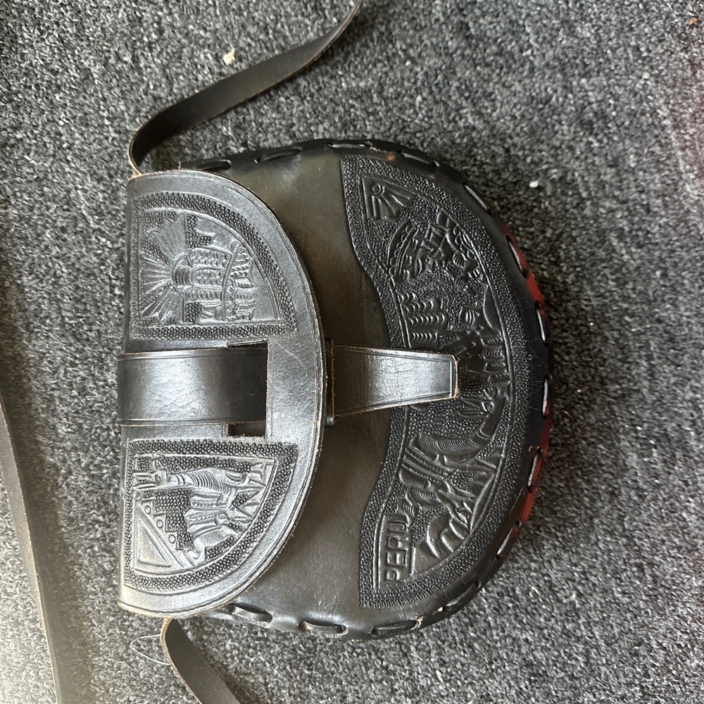 Peruvian Black Embossed Leather Bag